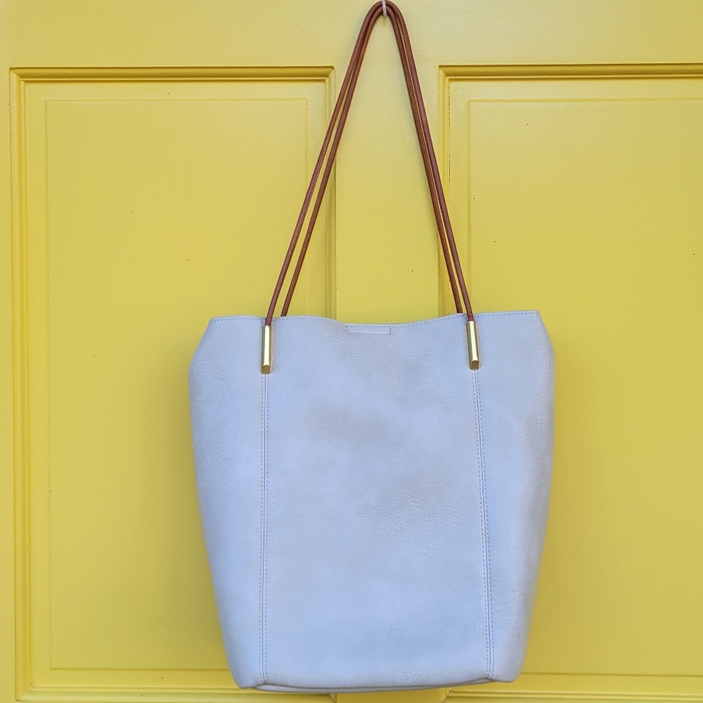 Antik Kraft Minimalist Neutral Tote with Detachable Zippered Center Pouch